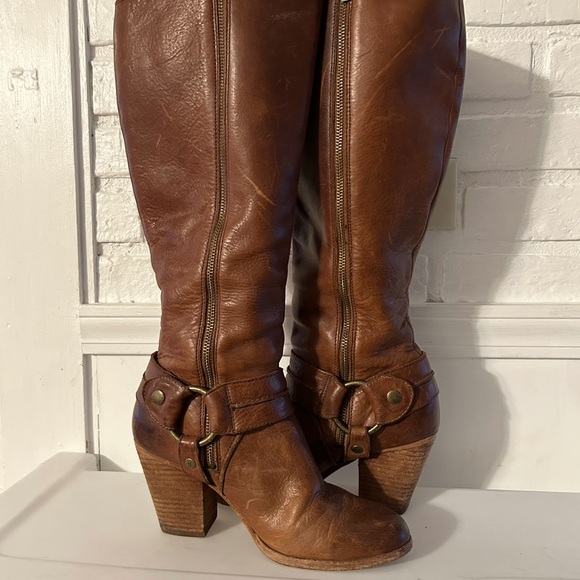 Frye Essa Seam Tall Leather Riding boots with Harness - Picture 1 of 4